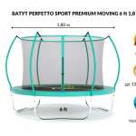 Батут с защитной сеткой "PERFETTO SPORT PREMIUM MOVING 6" диаметр 1,8 м зелёный