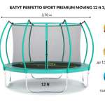Батут с защитной сеткой "PERFETTO SPORT PREMIUM MOVING 12" диаметр 3,7 м зеленый